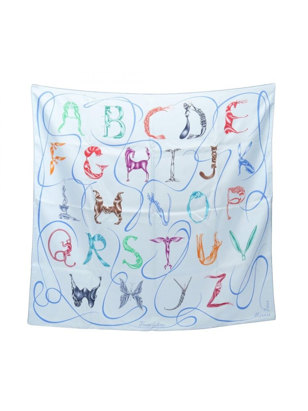 Hermes Scarf Carre 90 Faune Lettree Silk